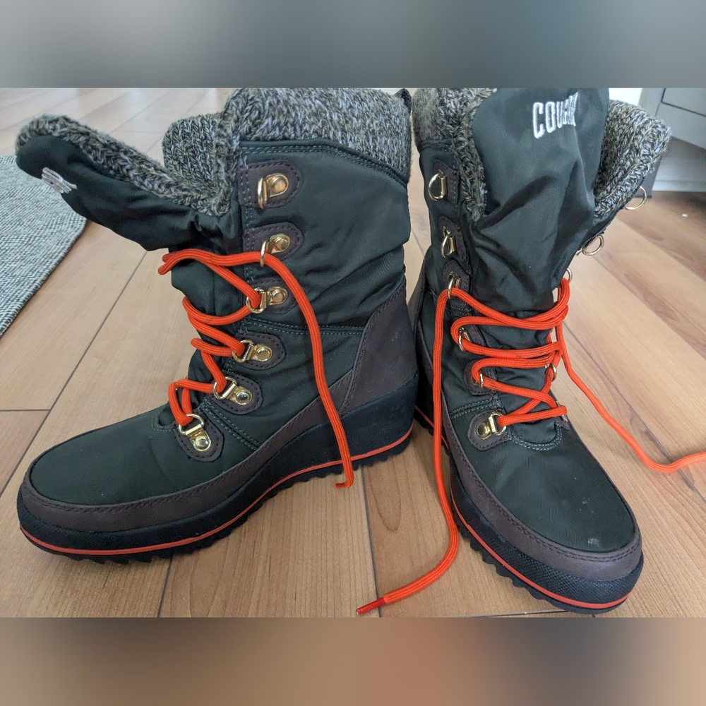 Cougar Layne Knit Lined‎ Women's Waterproof Lace Up Snow Boots Olive Size 7